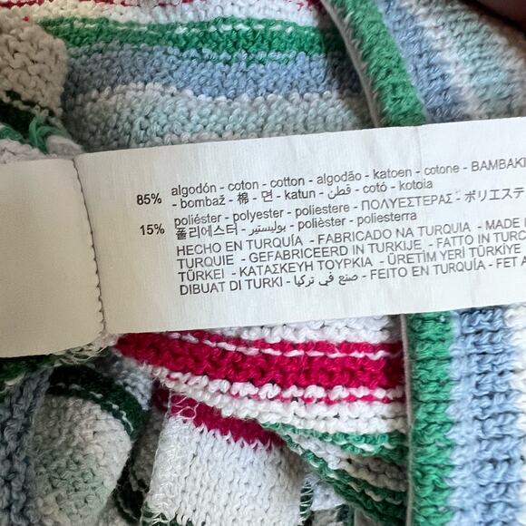 Zara Knit Top Women’s Large Multicolor Stripe Collared Short Sleeve Button Front - Picture 8 of 9